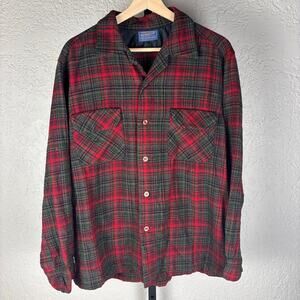 Pendleton Vintage 1962 Wool Red Plaid Large Button Down Flannel